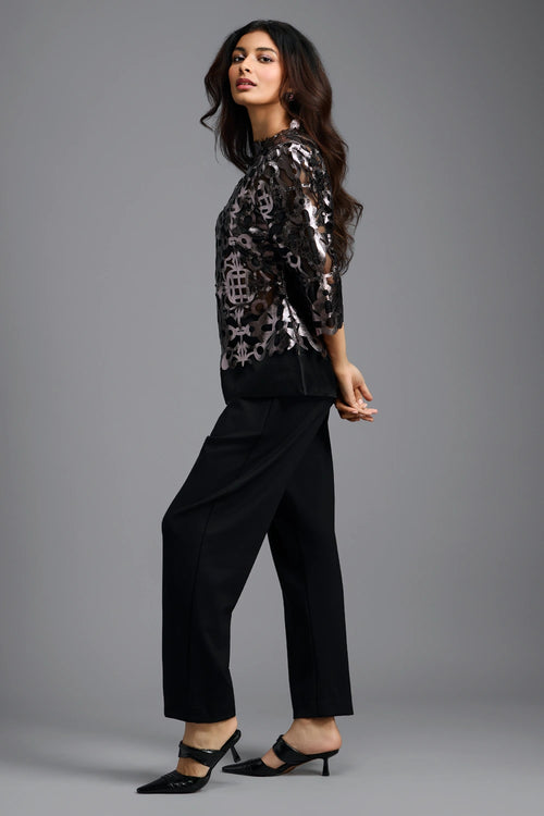 Metallic Cutwork Evening Co-ord Set