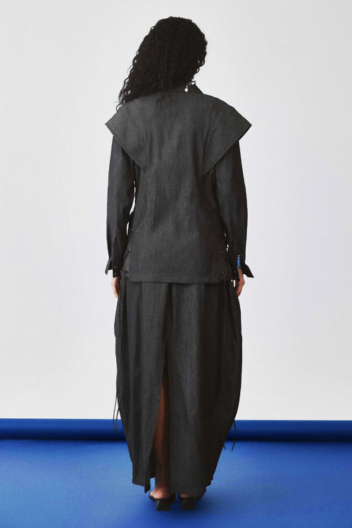 Black Arched Denim Top