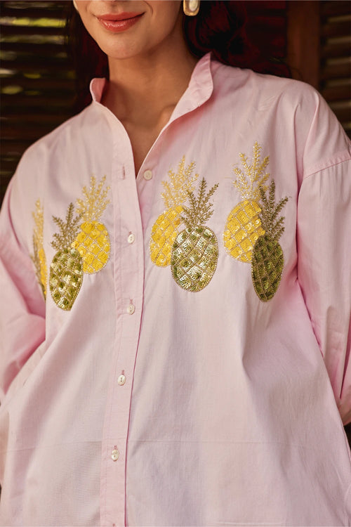 Pink Hand Embellished Pinacolada Blouse