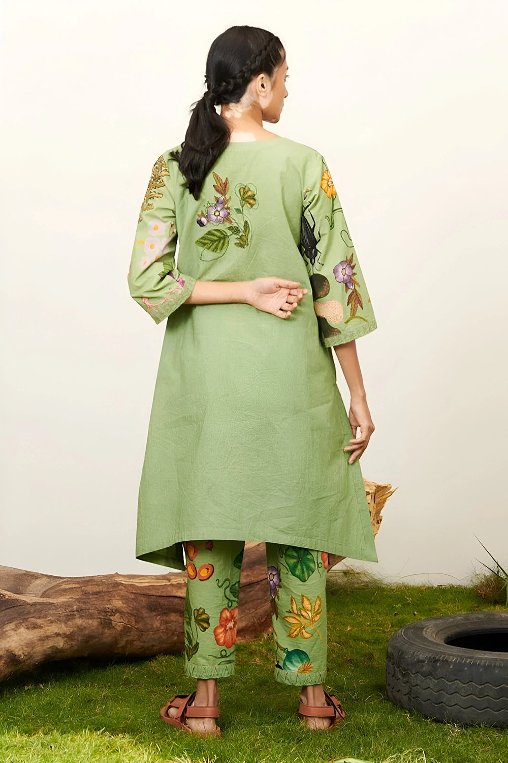 Green Grandma Kurti Set