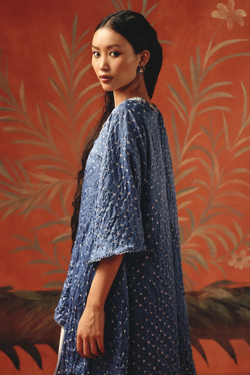 Twilight Long V Neck Tunic with Ivory Flared Pants