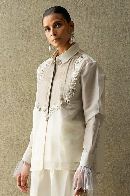 Sudhira Pearl Organza Blouse