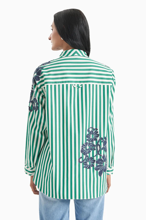 Emerald Bloom Stripe Shirt