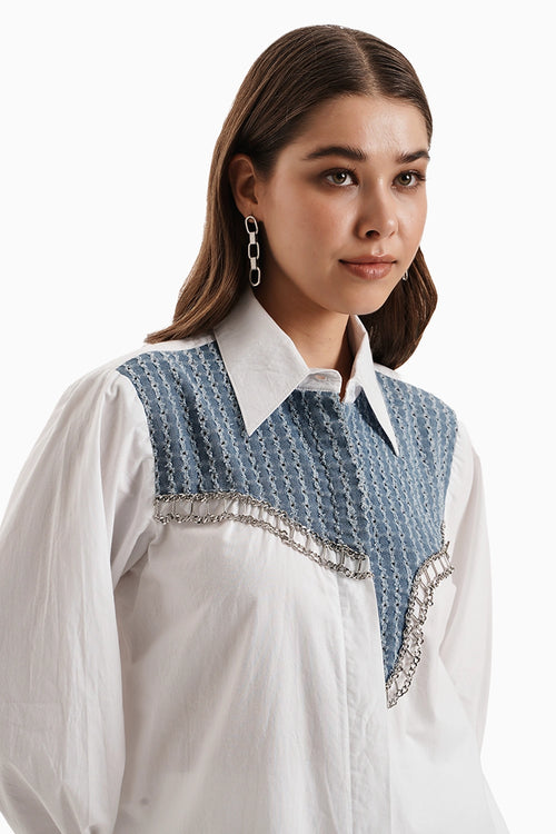 Cotton White Curve Shirt