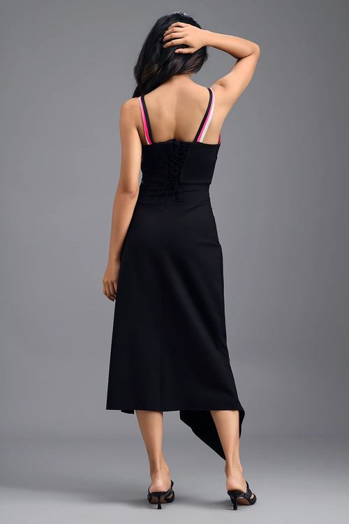 Black Corset Top and Asymmetric Ruffle Skirt