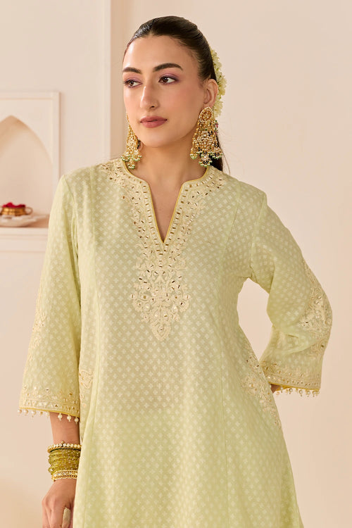 Reem Mint Green Short Choga with Dogri Salwar and Dupatta