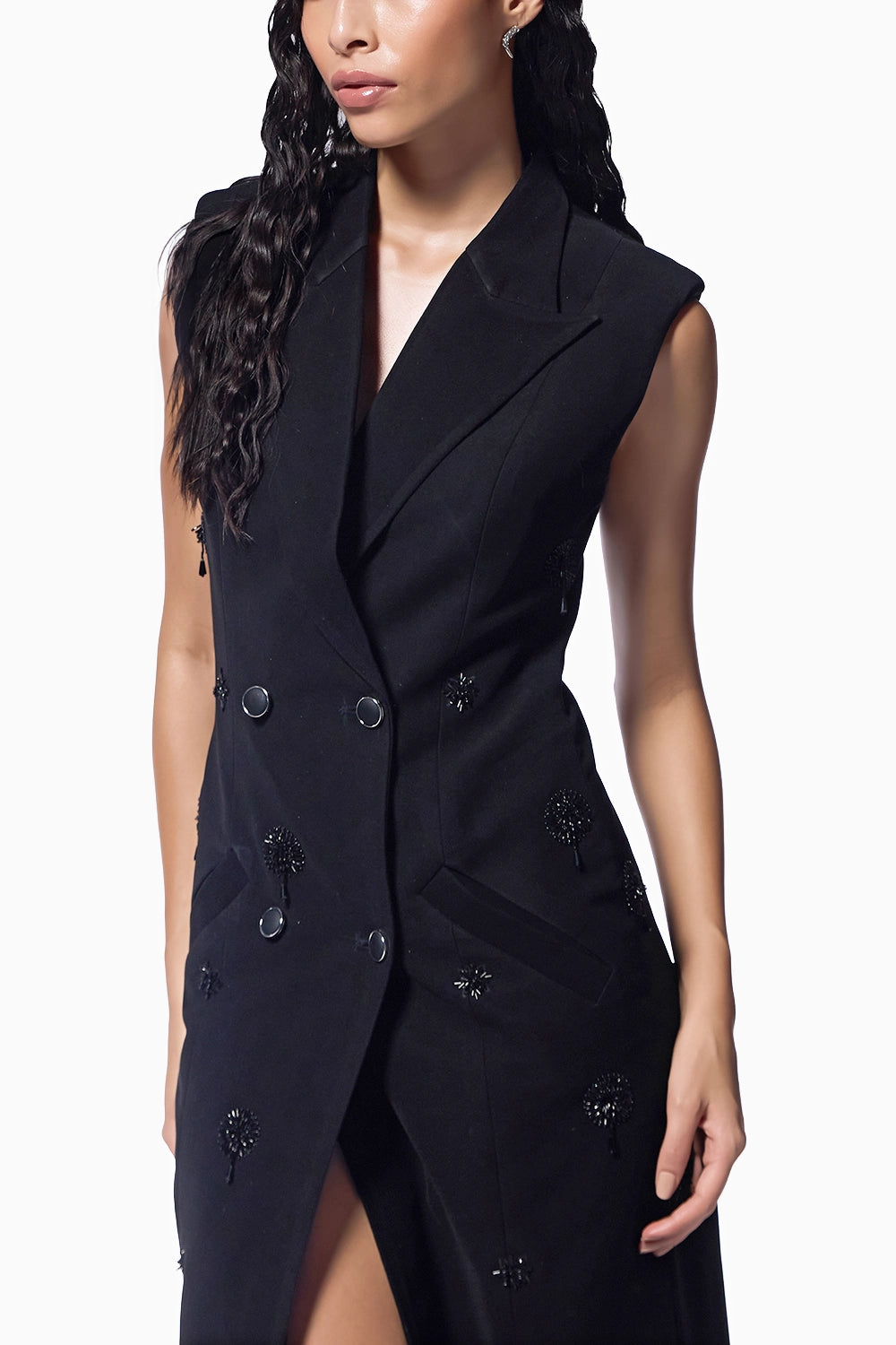 Midnight Embellished Coat Dress