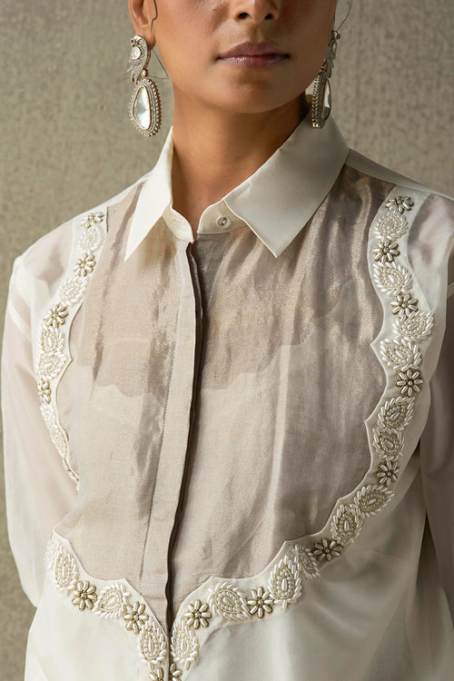 Sudhira Pearl Organza Blouse