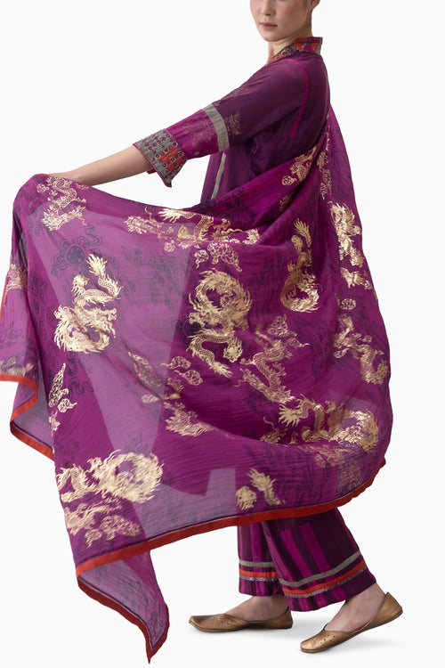 Wine Kora Dupatta