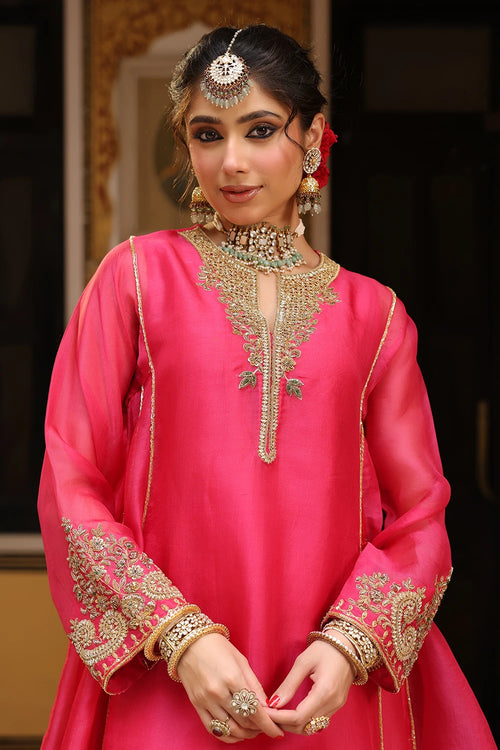 Ahista Pink Pheran Short Kurta Set With Dupatta