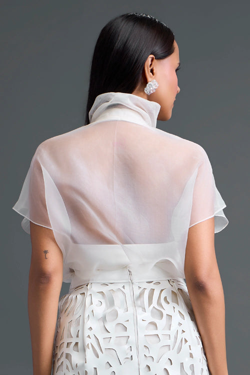 White Twisted Bustier Organza Top