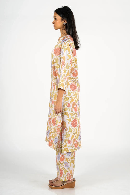 Kalamkari Mor Kurta Set