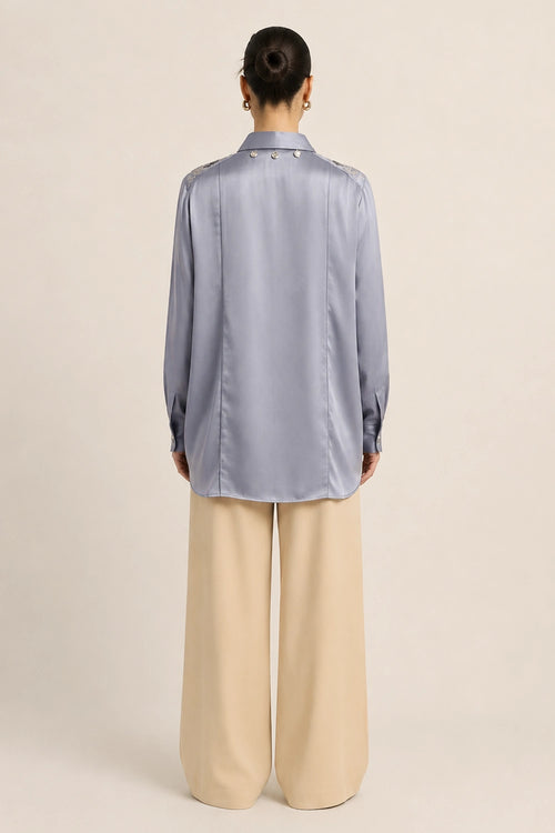 Steel Grey Kaftan Blouse