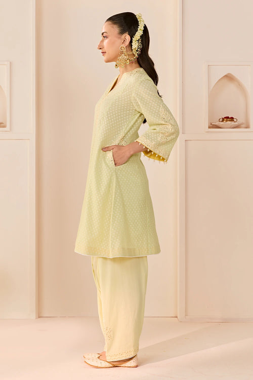 Reem Mint Green Short Choga with Dogri Salwar and Dupatta