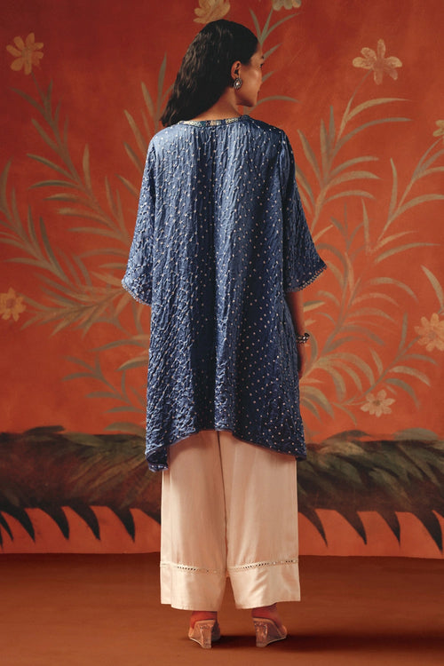 Twilight Long V Neck Tunic with Ivory Flared Pants