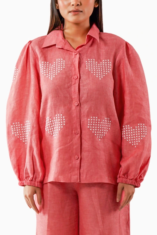 Amour Embroidered Linen Shirt