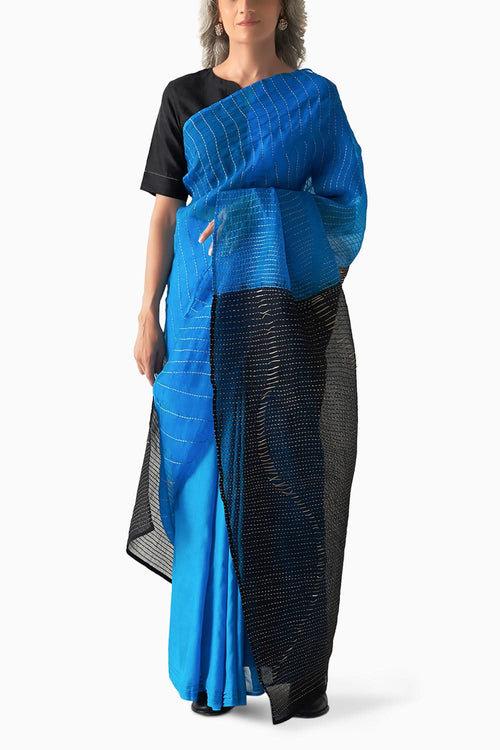 Methyl Blue Black Native Metal Saree