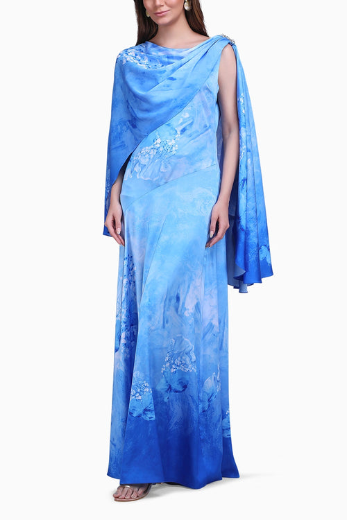 Azure Cape Drape Dress