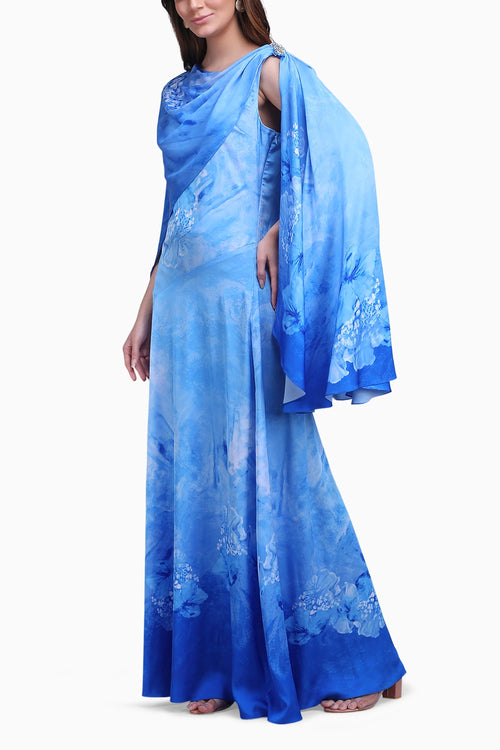 Azure Cape Drape Dress