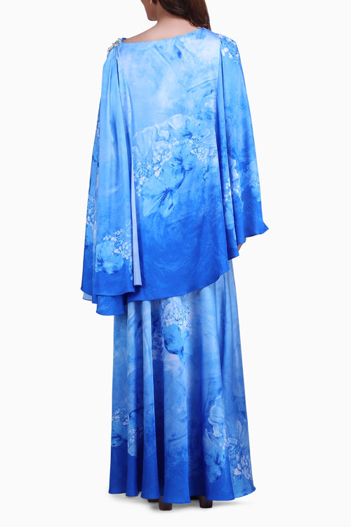 Azure Cape Drape Dress