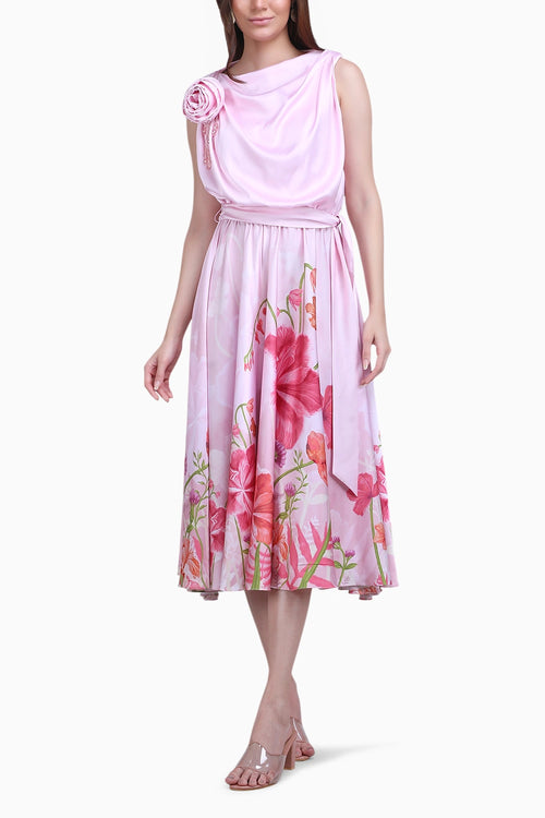 Blush Floral Midi Dress