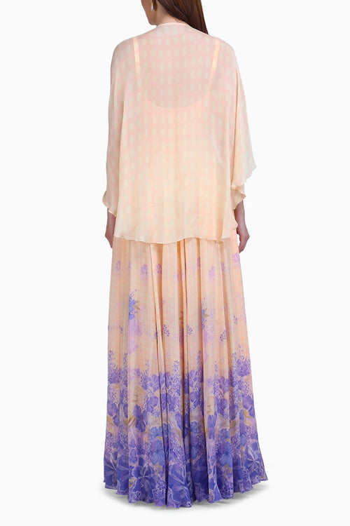 Denser Duo Floral Placemen Cape Gown
