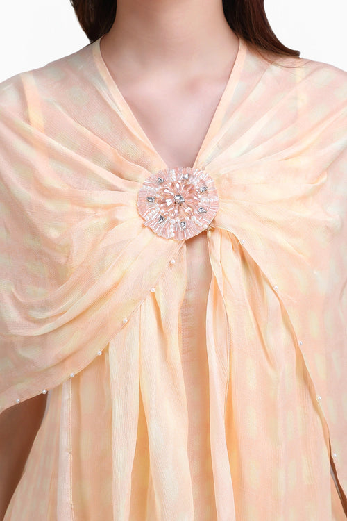 Denser Duo Floral Placemen Cape Gown