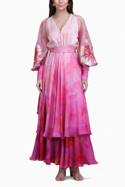 Blush Tiered Layer Ombre Dress