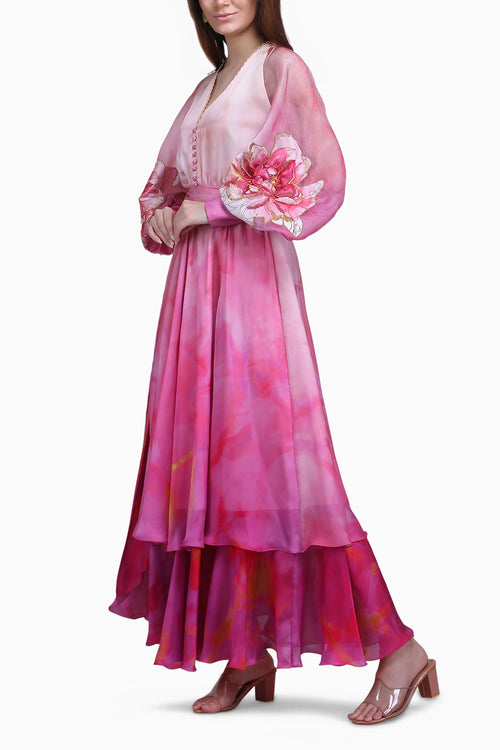 Blush Tiered Layer Ombre Dress
