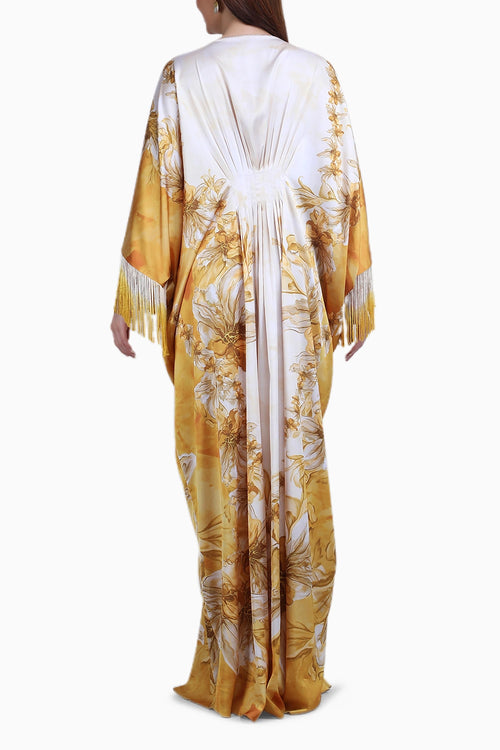 Orchre Gold Fringe Drape Kaftan