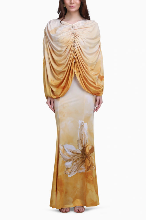 Orchre Cowl Drape Jersey Slip Dress