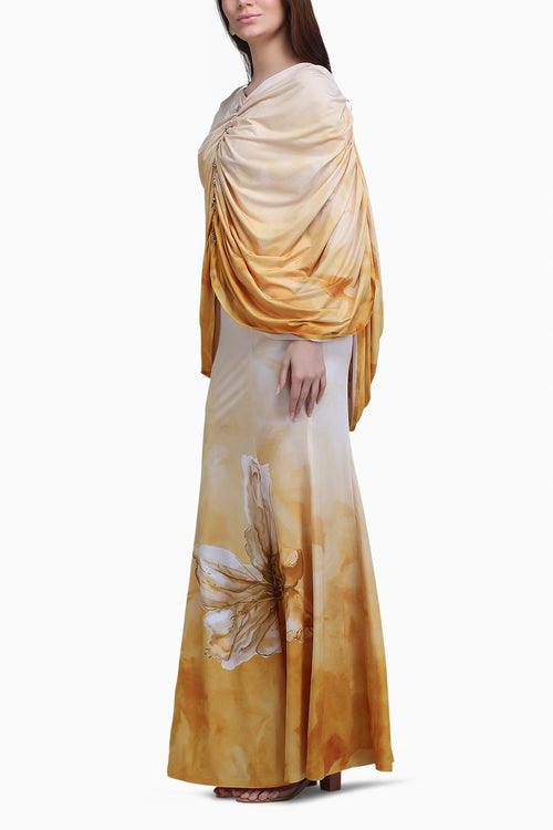 Orchre Cowl Drape Jersey Slip Dress