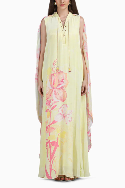 One Motif Placement Dress With Cape