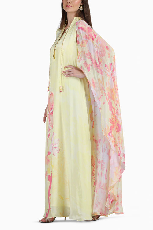 One Motif Placement Dress With Cape