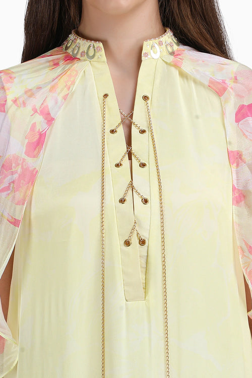 One Motif Placement Dress With Cape
