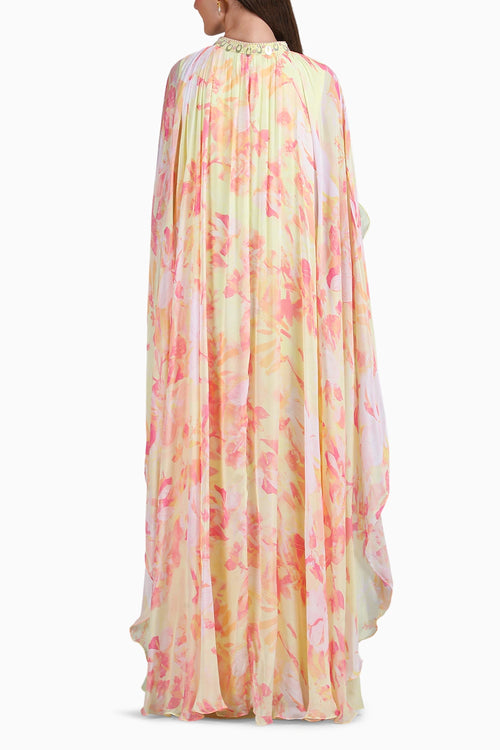 One Motif Placement Dress With Cape