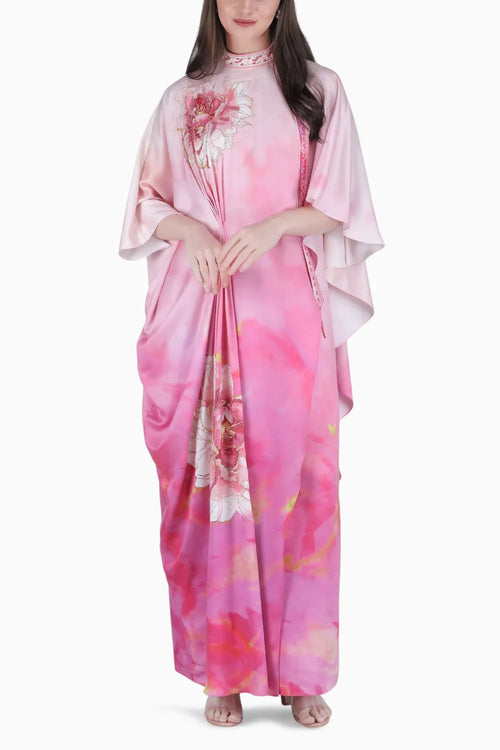 Blush Ombre Drape Kaftan Dress