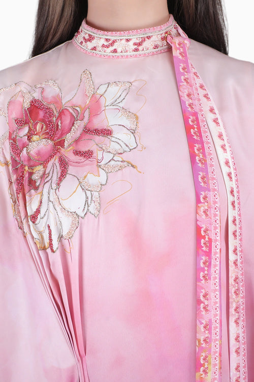 Blush Ombre Drape Kaftan Dress