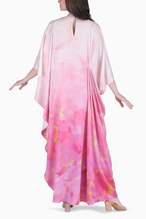 Blush Ombre Drape Kaftan Dress