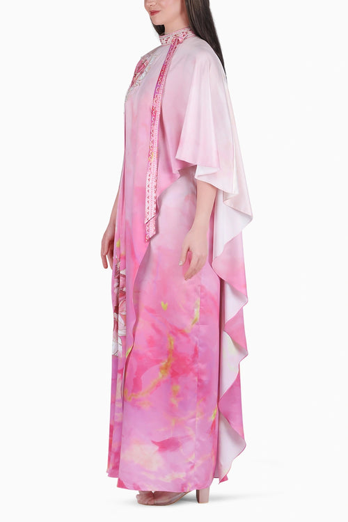 Blush Ombre Drape Kaftan Dress