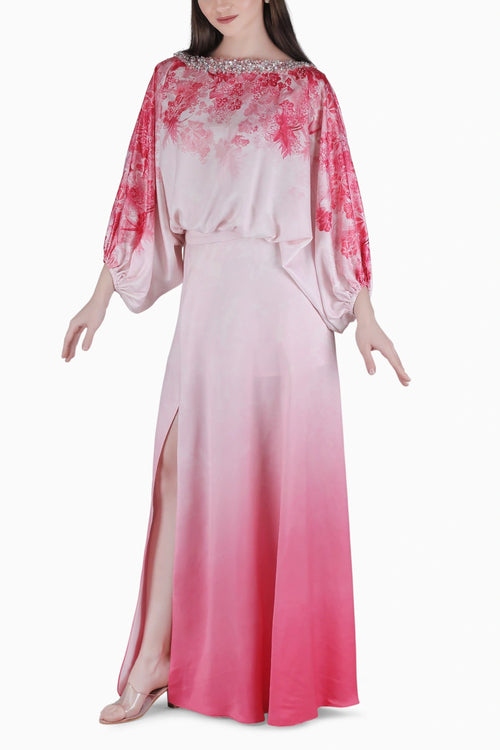 Blush Ombre Slit Skirt Top Set