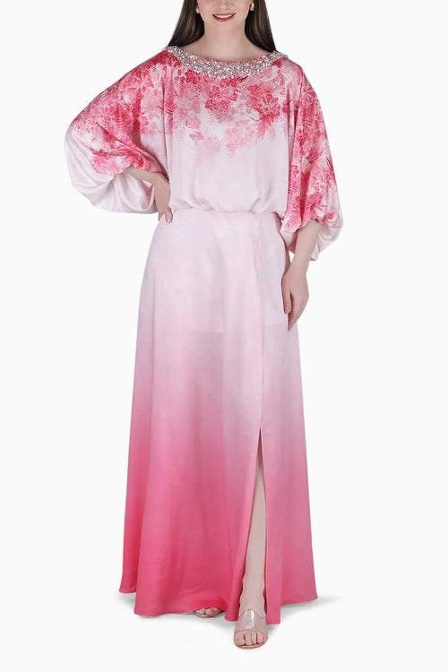 Blush Ombre Slit Skirt Top Set
