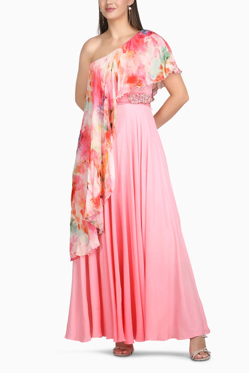 Rosé Ombre Muse One Shoulder Dress
