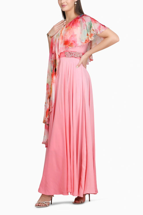 Rosé Ombre Muse One Shoulder Dress