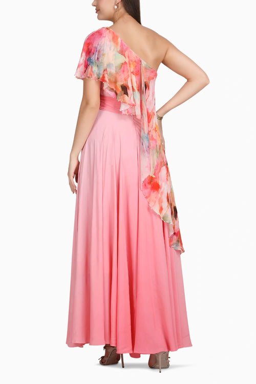 Rosé Ombre Muse One Shoulder Dress