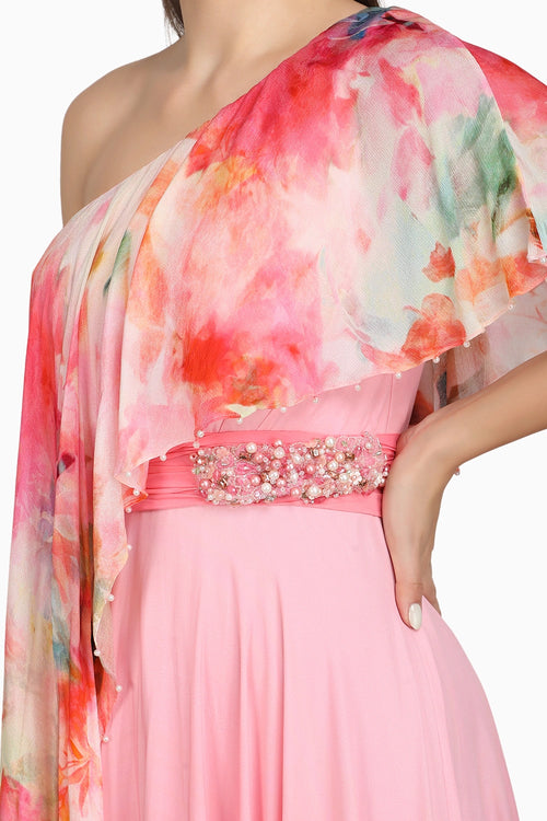 Rosé Ombre Muse One Shoulder Dress