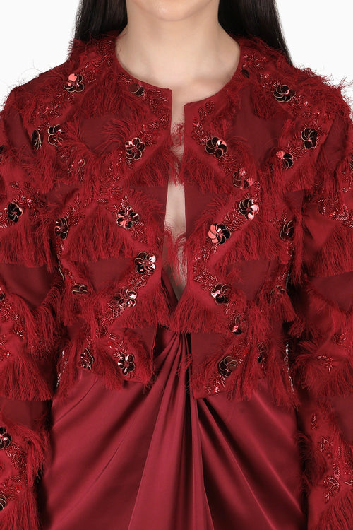Red Knot Textured Jacket Dress
