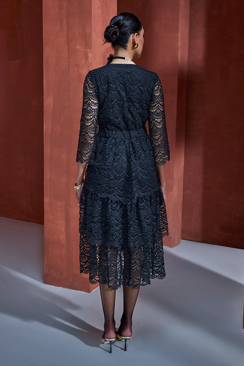 The Laila Black Midi Dress