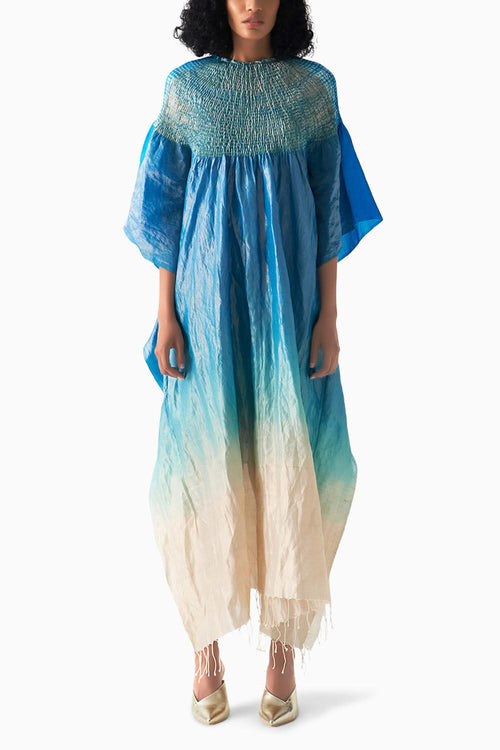 Methyl Blue Metallic Sector Kaftan