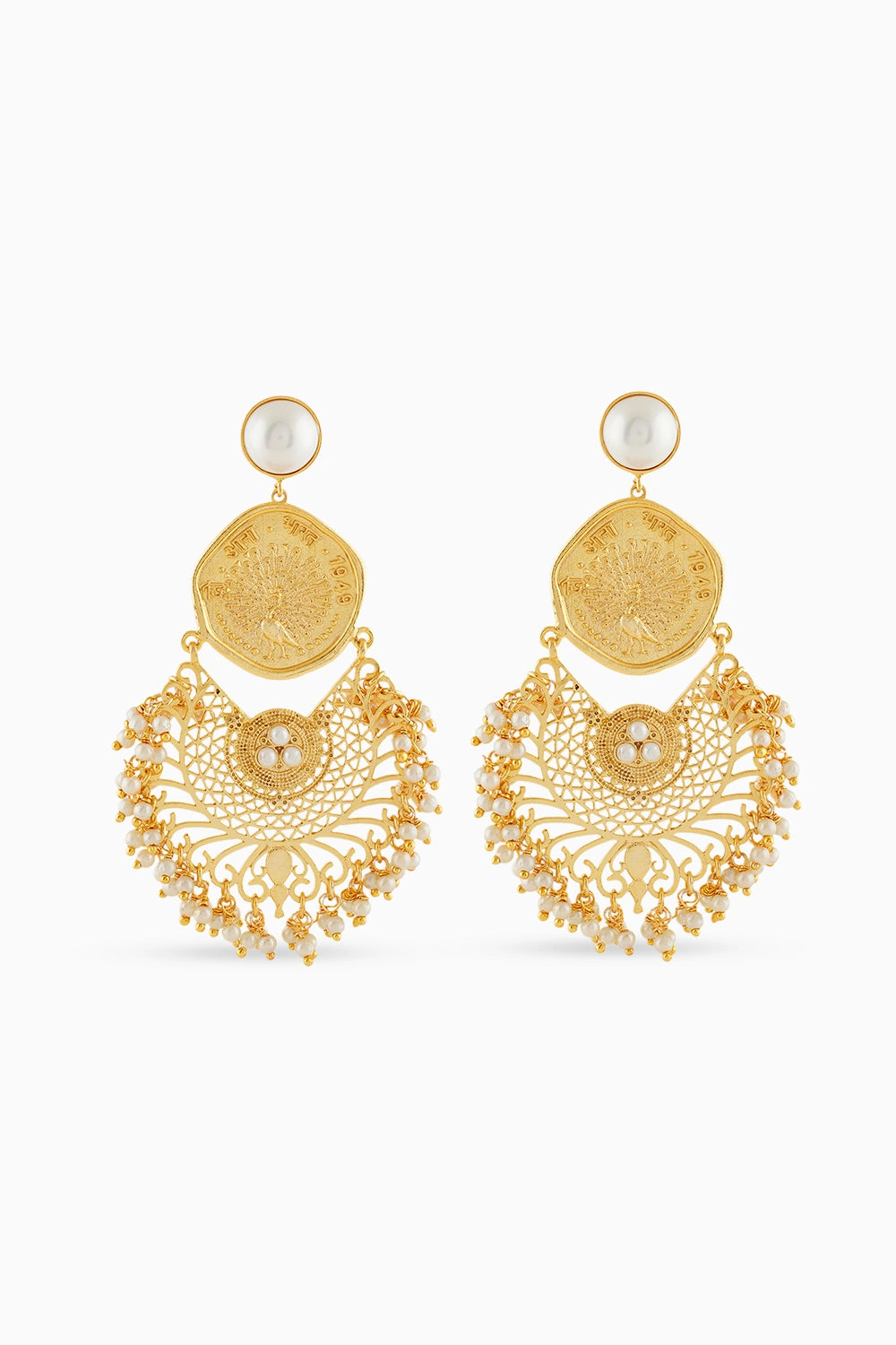 Mor Coin Pearl Jhumka